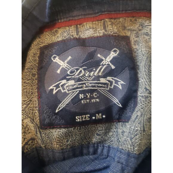 Drill NYC Men's Button Up; Dark Blue Long Sleeve Collar - M # - Picture 5 of 6